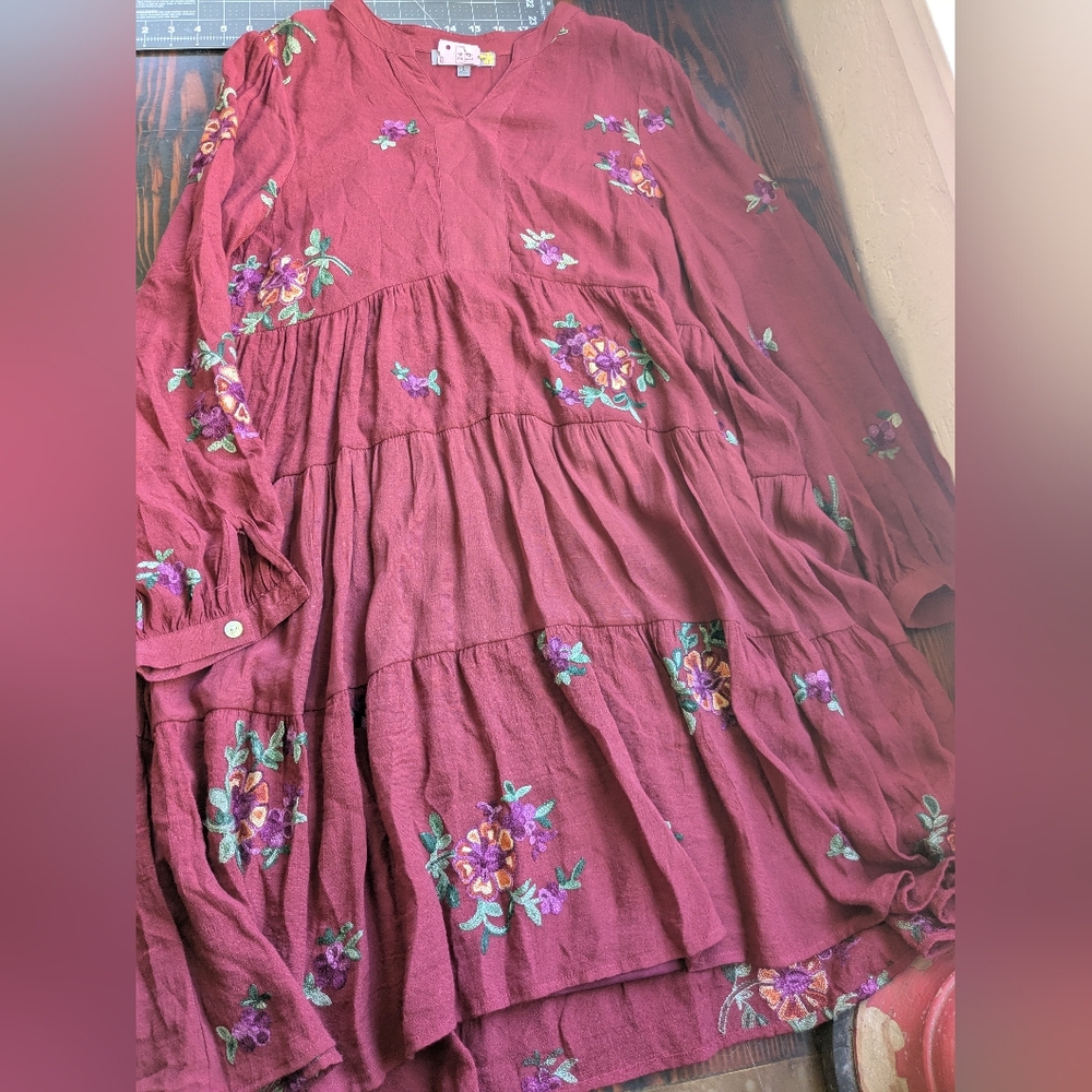 Figueroa & Flower Embroidered Boho Tunic Dress – Size L